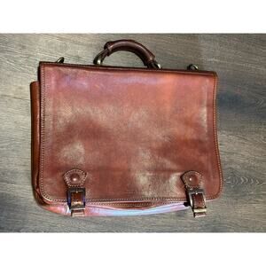 Vintage Vera Pelle Made In Italy Brown Leather Briefcase Bag Messanger Laptop
